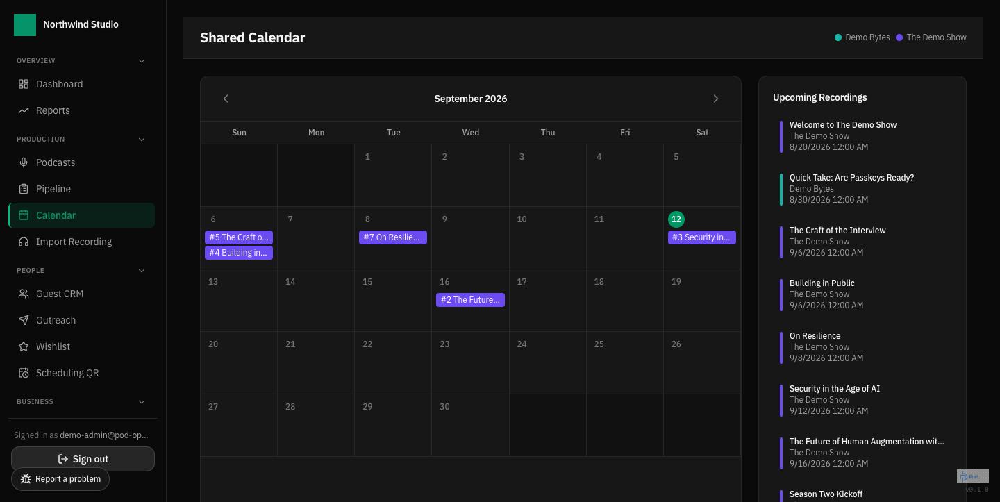 Shared recording and release calendar