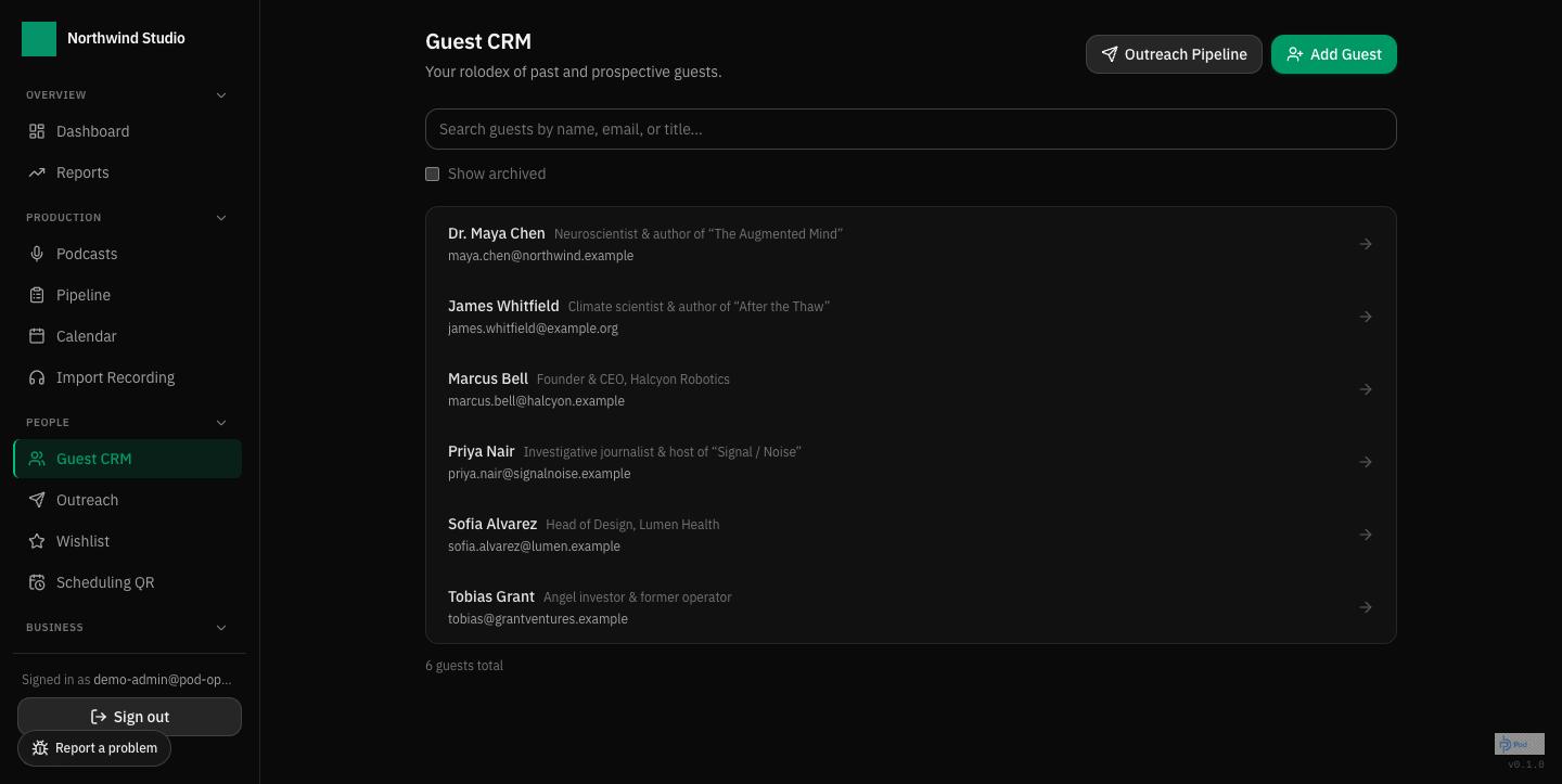 Guest CRM — every past and prospective guest in one rolodex